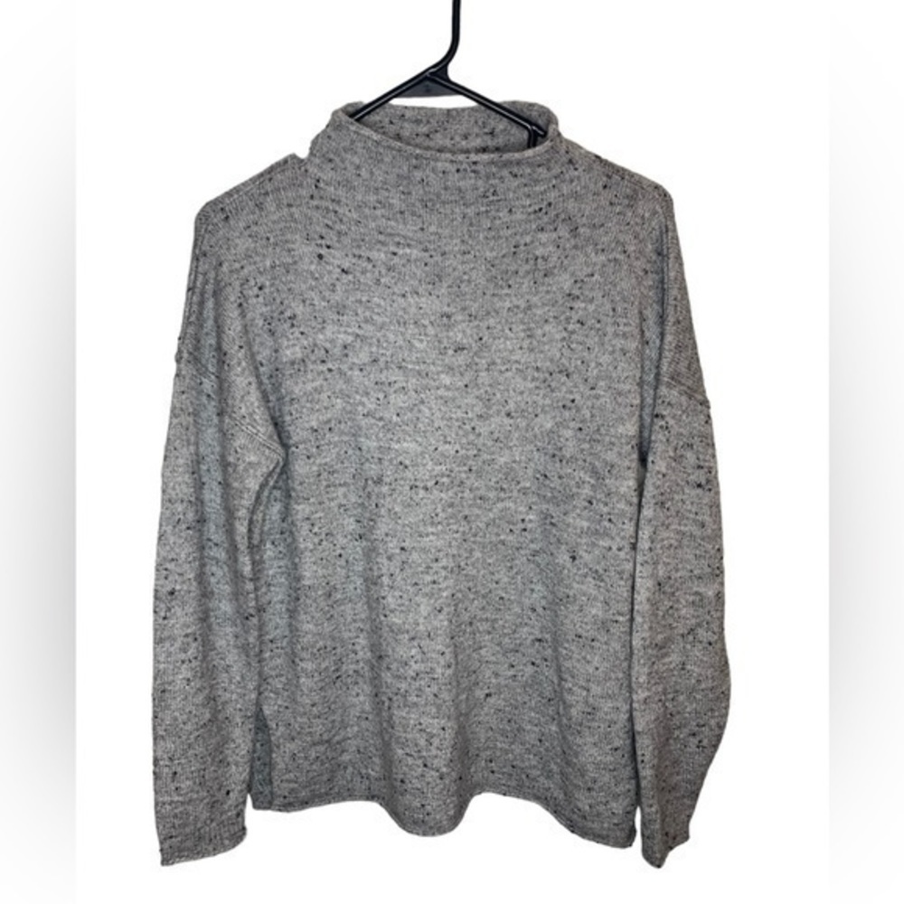 Madewell Mock Turtleneck Pebbled Gray Oversized Sweater Size Small . - Picture 2 of 6